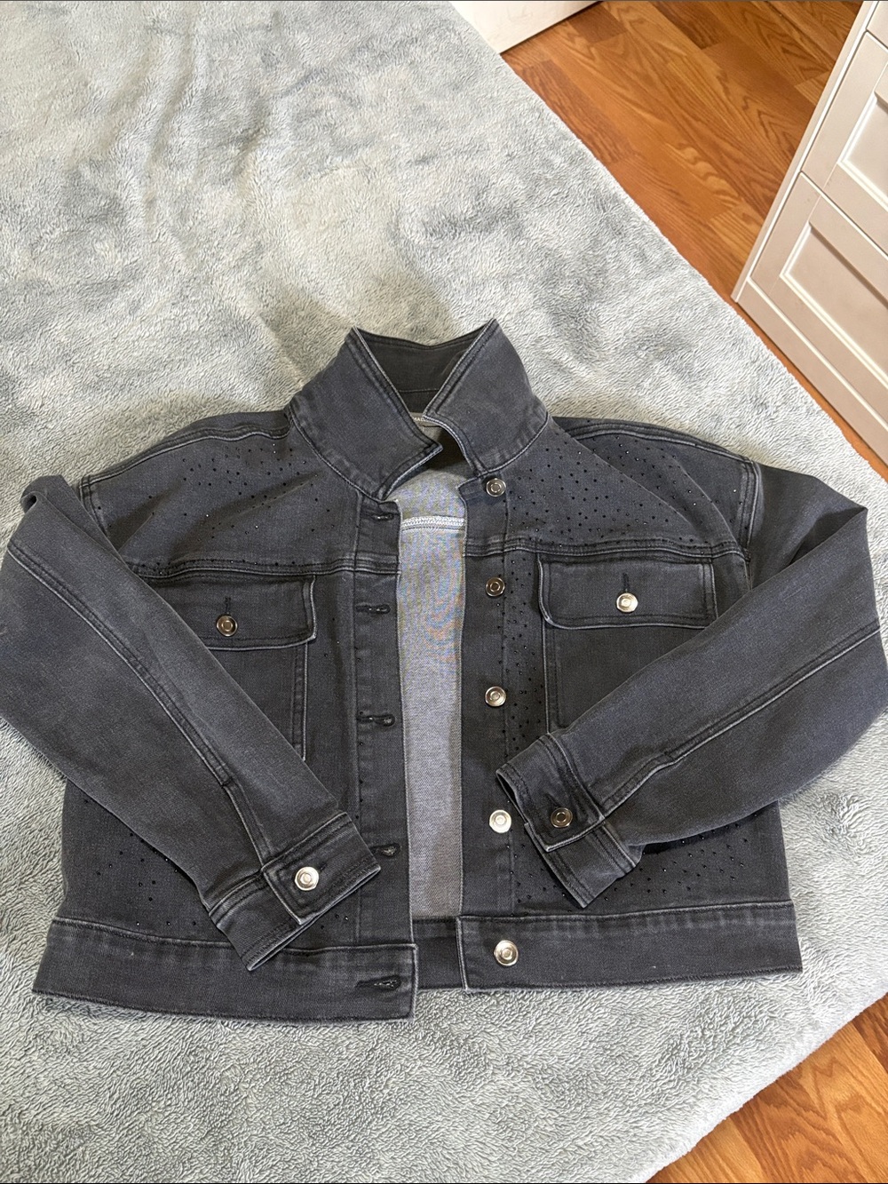 Women’s Charcoal Gray Denim Jacket - Classic Trucker Style